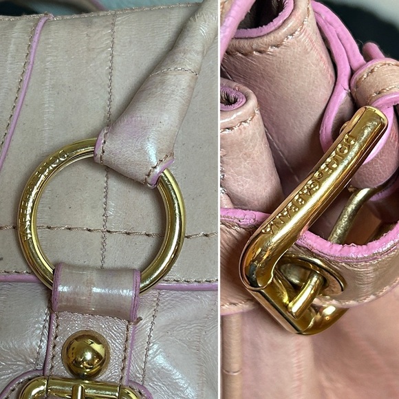 Rare DOLCE & GABBANA Hard to Find Eel Skin Leather Pink w Gold Tone Satchel Bag - Picture 7 of 17